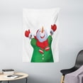thumbnail image 1 of Snowman Tapestry, Happy Cartoon Character in Gloves and a Scarf Raising His Hands Up into the Air, Wall Hanging for Bedroom Living Room Dorm Decor, 40W X 60L Inches, Multicolor, by Ambesonne, 1 of 2