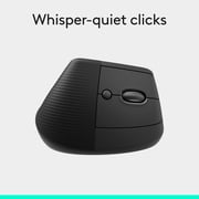 Logitech Lift Vertical Ergonomic Mouse, Wireless, Bluetooth or Logi Bolt USB Receiver, Quiet Clicks, 4 Buttons, Graphite