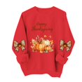 thumbnail image 4 of VKOYWKM Women's Happy Thanksgiving Sweatshirt Funny Letter Pumpkin Print Long Sleeve Crewneck Fall Pullover Tops, 4 of 5