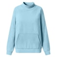 thumbnail image 7 of BLVB Girls Oversized Sweatshirts Solid Color Mock Neck Pullover Tops Long Sleeve Loose Fall Fashion Outfits(Light Blue,9-10 Years), 7 of 7