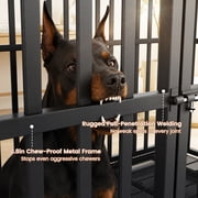 TIME RAY 48 Inch Heavy Duty Dog Crate,Indestructible High Anxiety Dog Cage for Outdoor and Indoor with Lock, Double Door & Removable Tray,Black
