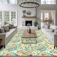 thumbnail image 3 of Rectangle Area Rugs 8 x 10 Ft, Boho Teal Green Flower Non-Slip Residential Carpet, Spring Watercolor Paisley Floral Leaf Indoor Crawling Mats Runner Rugs for Living Room/Dining Room/Bedroom, 3 of 8