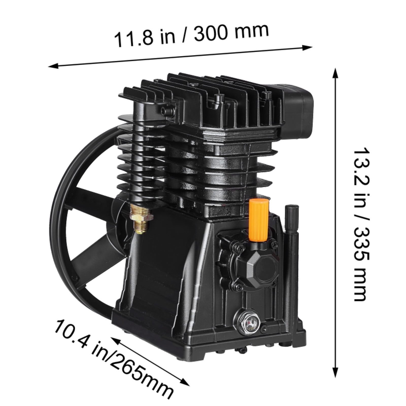 KFFKFF Air Compressor Pump Head, 3HP, 5.8CFM @ 90PSI, Dual Cylinder, Oil-Lubed, Single-Stage Aluminum Replacement Piston Pump, Max Pressure 116PSI
