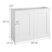 Design House Brookings Shaker Fully Assembled Tall Kitchen Wall Cabinet (30 x 24 x 12), Sherwin Williams® White