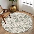 thumbnail image 3 of Green Retro Floral Washable Round Area Rug 5 ft, Farmhouse , Soft Non Slip Rugs Stain Repellent Indoor Felt Carpet for Living Dining Room Bedroom Home Office, 3 of 9