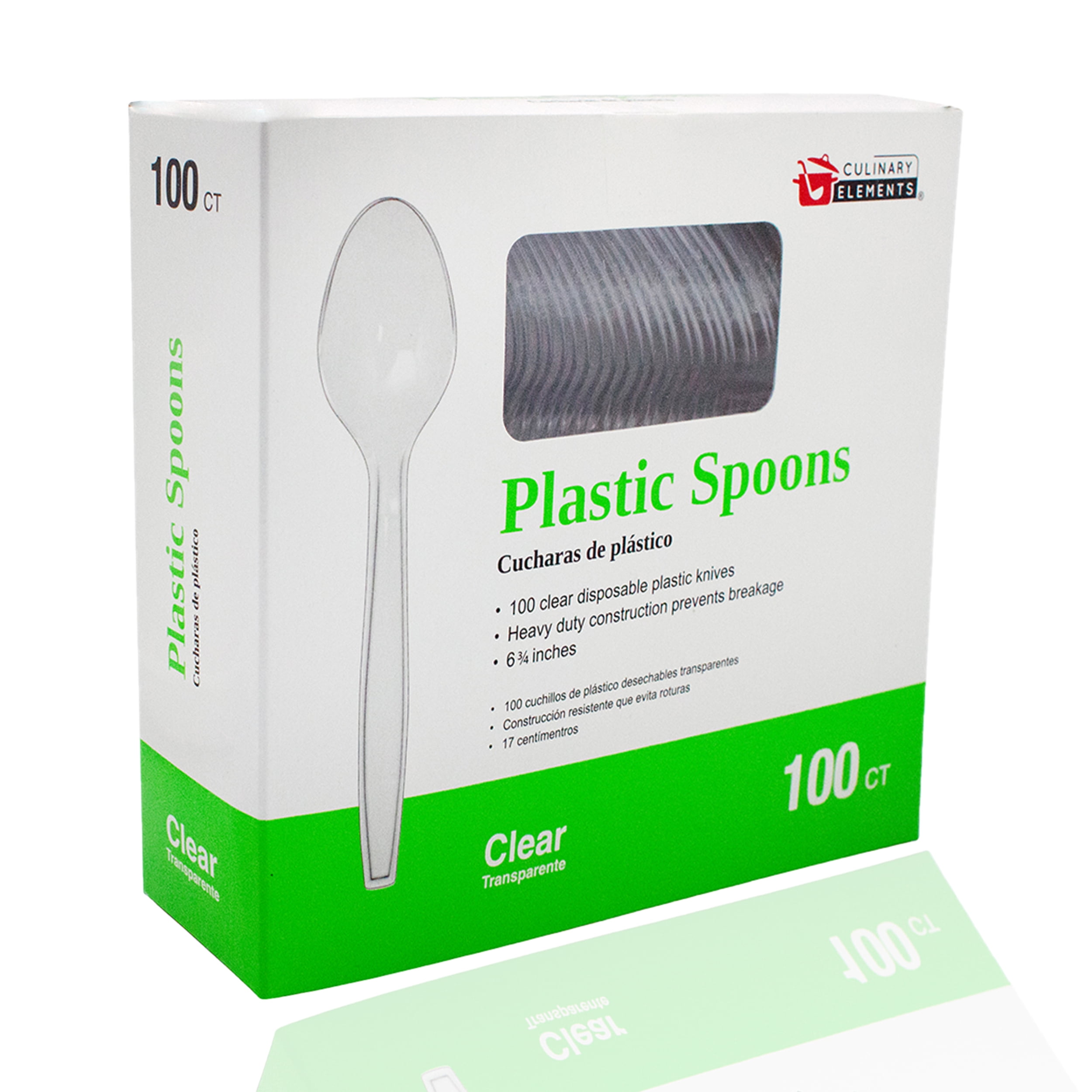 Clear Plastic Spoons, 100 Count Durable Disposable Utensils and