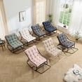 thumbnail image 5 of S-HOME Outdoor Rocking Chair With Soft Thick Cushion, Black Steel Frame, For Living Room & Patio Use, Navy Blue, 5 of 15