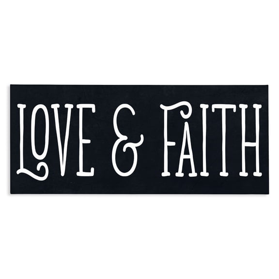 Stupell Industries Traditional Love & Faith on Black Canvas Art, 24 x 10, by SD Graphics Studio