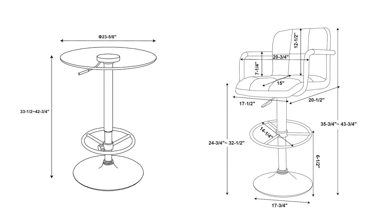Viola 3-Piece Metal and Glass Pub Table Set, White Faux Leather