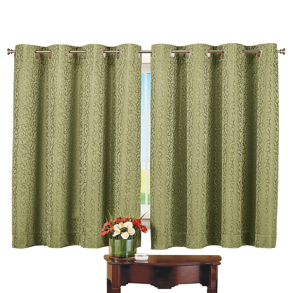 Thermal Insulated Scroll Pattern Short Curtain Panel Energy