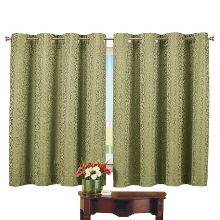 Thermal Insulated Scroll Pattern Short Curtain Panel - Energy Saving and Noise Reducing Curtains For Any Room in Home, 56