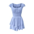 thumbnail image 5 of Casual Dress Women Off Shoulder Dress Chiffon Mini Dress Waist Ruffle Sleeve Sweetheart Neckline Women's Dresses Casual Blue S, 5 of 6
