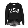 thumbnail image 7 of Tao Tao Toddler Kids Boys Girls Loose Graphic Letter Print Sweatshirts Crewneck Fleece Pullover Tops Fall Winter Fashion Clothes Black 1 Years, 7 of 7