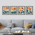 thumbnail image 2 of PixonSign 4PCS Adhesive Canvas Posters Mid-Century Modern Colorful Geometric Polygons Abstract Digital Art Modern Combination Graphics Art Decor Zen Relax/Calm Multicolor for Bedroom - 8"x10" Black, 2 of 5
