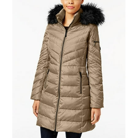 Michael Kors Faux-Fur-Trim Down Puffer Coat