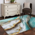 thumbnail image 5 of Turquoise Marble Area Rug 4x6 Washable Rug Non Slip Modern Abstract Gold Stripes Art Large Area Rug Indoor Floor Carpet for Entryway Bedroom Kitchen Living Room Home Office Dining Room Nursery, 5 of 7