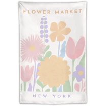 Gojian Danish Pastel Botanical Flower Market Aesthetic Floral Plants Tapestries Wall Hanging Tapestry Decorative Flag For Home Decor Living Room College Dorm Bedroom Banner