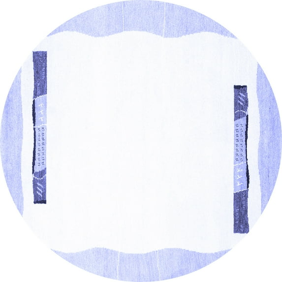 Ahgly Company Machine Washable Indoor Round Solid Blue Modern Area Rugs, 3' Round