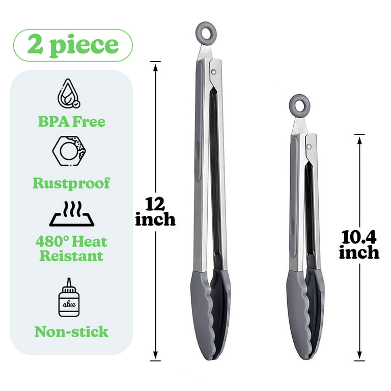 Blossom Stainless Built Heavy Duty New Cooking Tongs 12” And 9” Kitchen  Tongs For Cooking With Non Slip Grip, Hanging Ring Kitchen Tool - Quality