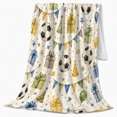 thumbnail image 2 of Soccer Birthday Party Celebration Watercolor, Playful Artistic Scene, Warm Flannel Blanket for Living Room and Bedroom, Celestial Art Lovers Valentine's Day Gift, Artistic Home Decor, 2 of 9
