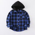 thumbnail image 2 of KPOPLK Toddler Baby Boy Long Sleeve Hooded Top Fall Winter Kids Flannel Plaid Shirts Button Down Jacket Outfit Clothes 6 9 12 Months 2t 3t 4t 5t 6t 7t Blue Size 3-4 Years, 2 of 7