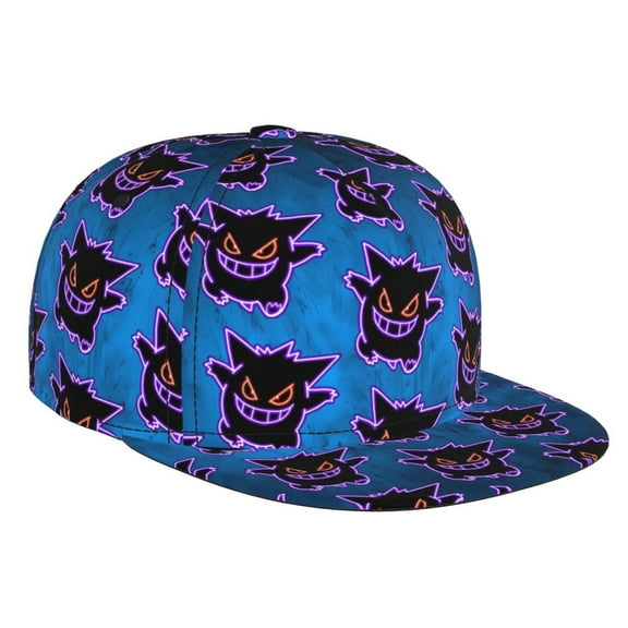 Gengar Baseball Cap For Men, Women & Kids, Classic Flat Brim Hat Hip Hop Trucker Hat Adjustable Snapback Hat