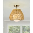 thumbnail image 6 of Lada 13 in. 1-Light Indoor Brass and Woven Rattan Finish Semi-Flush Mount Ceiling Light with Light Kit, 6 of 7