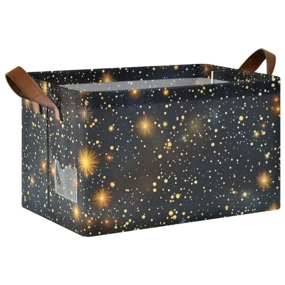 Ryvnso Glitter Shiny Galaxy Storage Bins Large Basket Foldable Cube Toys Organizer with Handles 1 PC