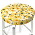 thumbnail image 3 of Bingfone Blue Floral Sunflower Padded Round Bar Stool Cover Cushion with Elastic Fabric Round Chair Seat - Blue Floral Sunflower, 3 of 7
