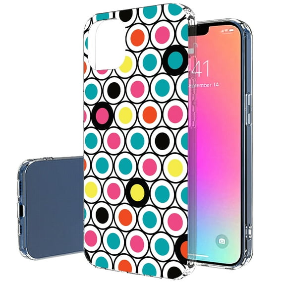 TalkingCase Slim Case for Apple iPhone 13 Pro, Slim Thin Gel Tpu Cover, Color Circles Dots Print, Light Weight, Flexible, Soft, Anti-Scratch, Printed in USA