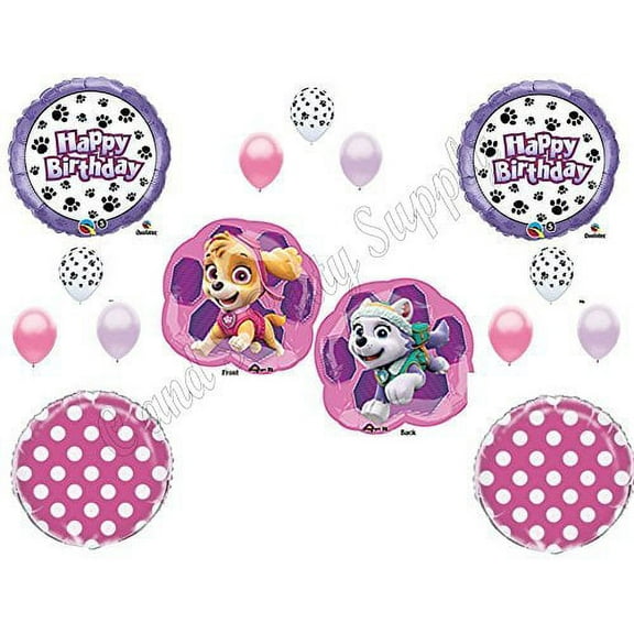 XL PAW PATROL SKYE & EVEREST 14 PC. Birthday Balloons Decoration Supplies Party Chase Ryder