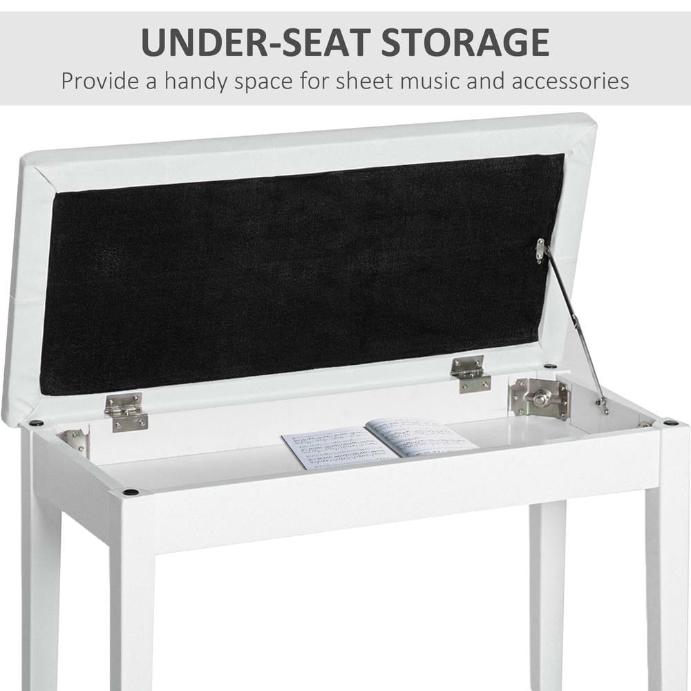 YYAo Piano Bench, Duet Piano Chair with Faux Leather Padded Cushion and Wooden Frame, Button Tufted Keyboard Bench, White