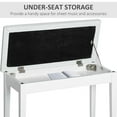 thumbnail image 5 of GVN Piano Bench, Duet Piano Chair with Faux Leather Padded Cushion and Wooden Frame, Button Tufted Keyboard Bench, White, 5 of 7