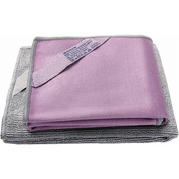 Longmann NΘrwex Basic Package Window Cleaning Cloth and Enviro Cloth Glass Cloth, Cleaning Cloth, Streaks Schatches Free (Purple 1 Pack, Grey 1 Pack)