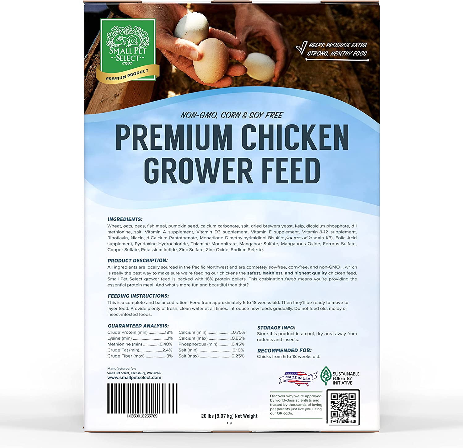 Small Pet Select - Chicken Grower Feed, Non-GMO, Corn & Soy Free, 20lb