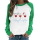 thumbnail image 1 of Camiseta informal de manga larga con cuello redondo y estampado navideño de retazos de primavera para mujer Fridja  bvmnju1488, 1 of 1