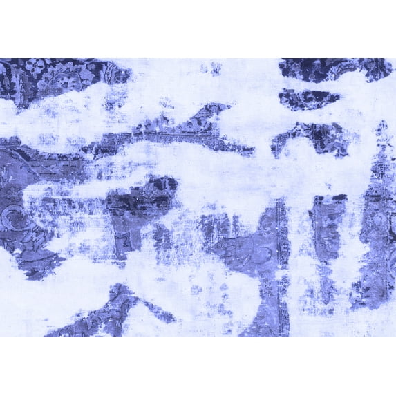 Ahgly Company Indoor Rectangle Abstract Blue Modern Area Rugs, 2' x 5'
