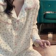 thumbnail image 1 of Floral Print Sleepwear Women Pajama Sets Pocket Piiama Korean Pants Sets for Women 2 Pieces Autumn Home Suit Ruffles Night Wears, 1 of 3