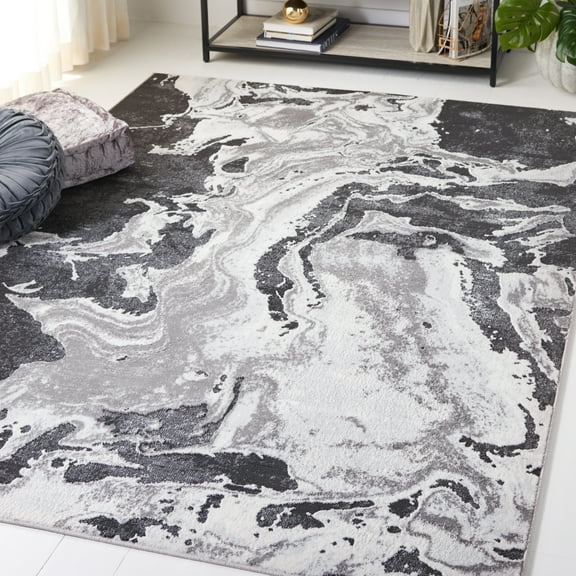 SAFAVIEH Amelia Morven Abstract Area Rug, Charcoal/Gray, 6'7" x 6'7" Square