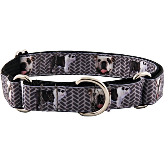 Country Brook Petz® English Bulldog Tough Guy Ribbon Martingale Dog Collar Limited Edition, Medium