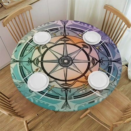 

BCIIG Birds Circular Design Round Tablecloth Stain-Resistant Washable for Indoor Outdoor 100% Polyester Great for Home Kitchen Parties Holiday Dinner Waterproof 31 -35