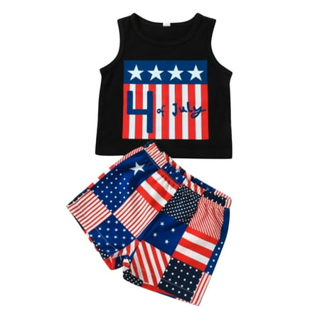 

Toddler Boys Independence Day 4th Of July Sleeveless Letter Printed T-Shirt Tops Vest Shorts Outfits Fashion Dailywear Clothes