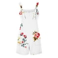 thumbnail image 4 of White Women Shorts Floral Graphic Loose Fit Jumpsuits Shortalls Shorts One Piece for Women Faux Linen Lounge Thin Straight Leg Fall Summer 2025 Clothes Fashion XL, 4 of 5