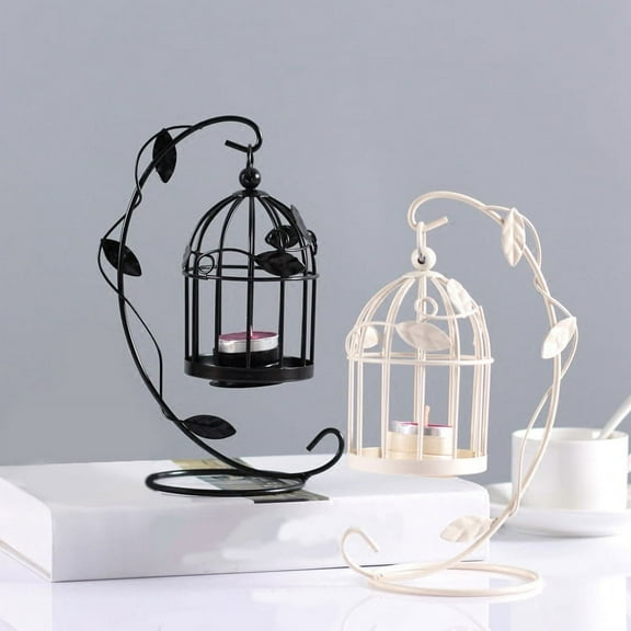 Metal Candle Holder Hollow Out Bird Cage Vintage Hanging Candlestick Lantern for H H1494