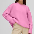 thumbnail image 2 of FAIWAD Women's Knit Ribbed Sweater Round Neck Drop Shoulder Casual Loose Pullover Sweater, 2 of 5