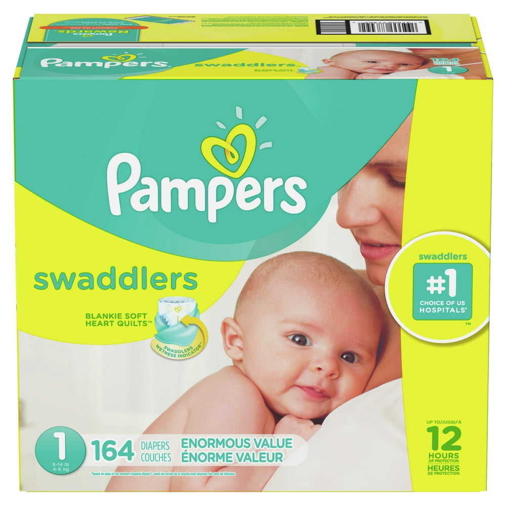 Pampers Swaddlers Newborn Diapers, Soft and Absorbent, Size 1, 164 Ct