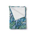 thumbnail image 2 of Blue Soft Flannel Fleece Throw Blanket, Underwater Wildlife Inspiration Ornamental Abstract Composition, Cozy Plush for Indoor and Outdoor Use, 70" x 90", Turquoise Blue Lavender, by Ambesonne, 2 of 5