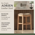 thumbnail image 2 of Maven Lane Adrien Saddle Barstool, Weathered Oak w/ Avanti Bone Vegan Leather, Set of 2, 2 of 6