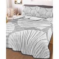 thumbnail image 3 of Quilts Twin XL Size, Grey Scallop Coastal Soft Comforter Bedding Set for Bed, Summer Beach Nautical Lightweight Quilted Bedspread with Pillow Cover(2 Pieces) for All Season, 68x98 Inch, 3 of 9
