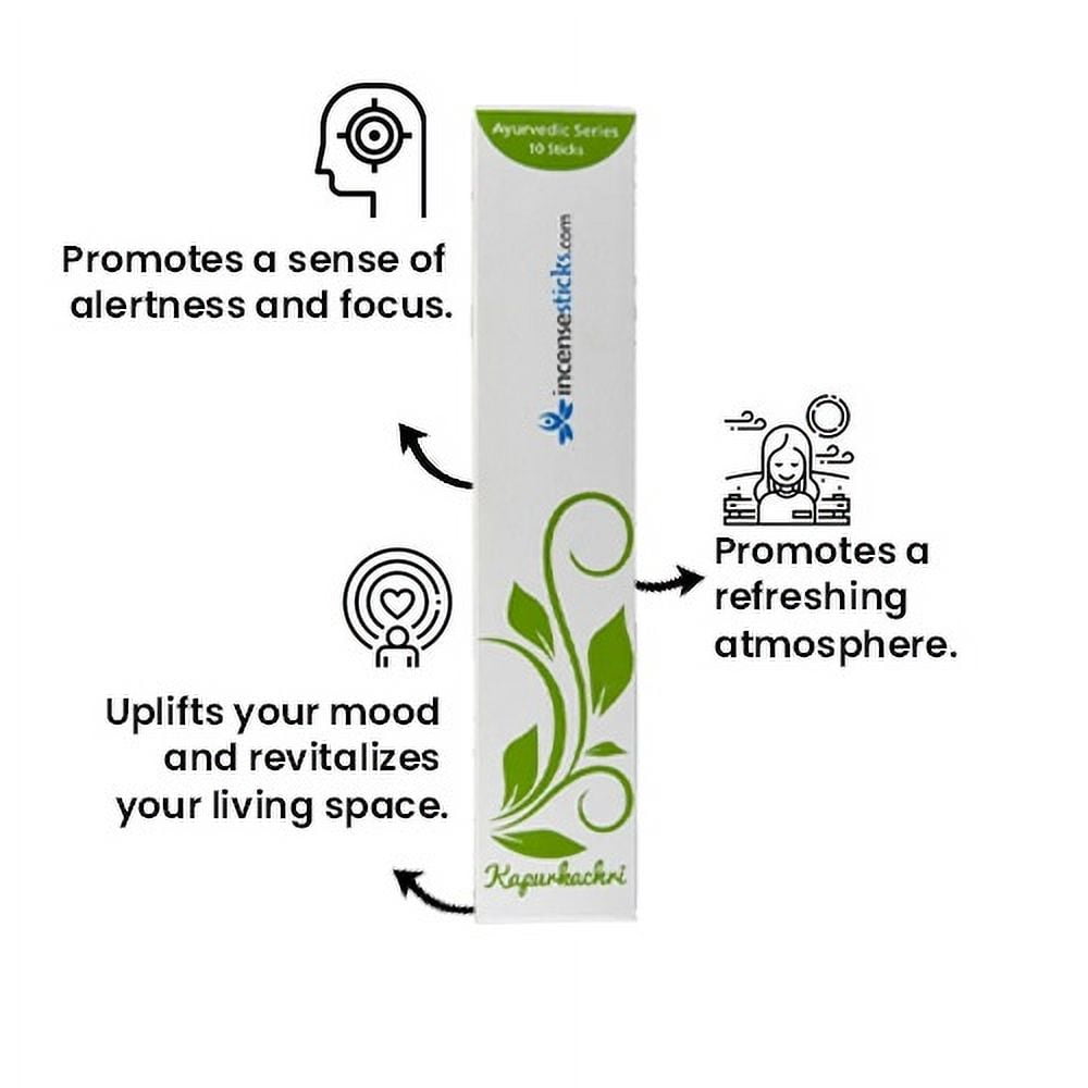 Kapurkachri Incense Sticks 8" - 10 Packs, 10 Sticks Each | Minty & Fresh Aromatic Blend